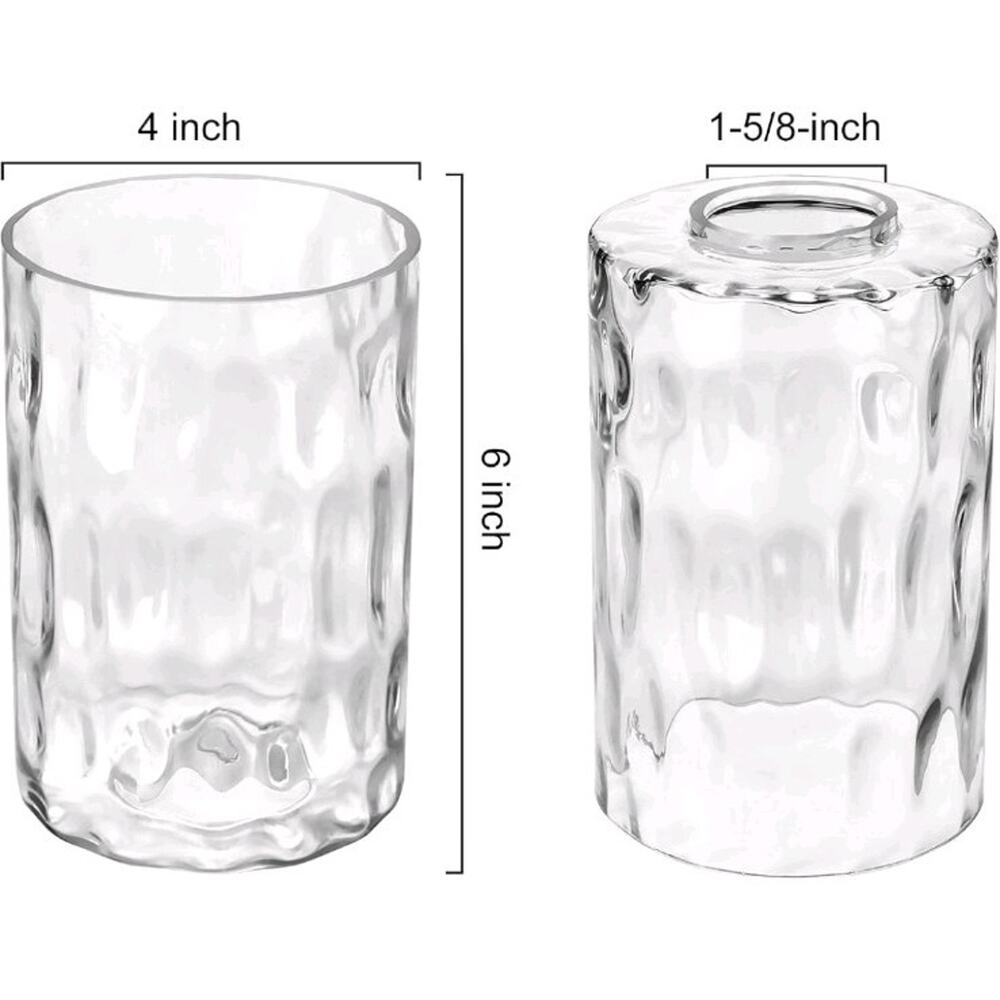 3 Packs Hammered Glass Shades, 6" x 4" Replacement Glass Cylinder with 1.625 ... - Picture 2 of 2